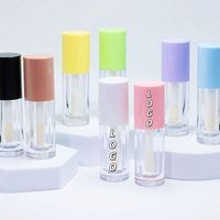Grands tubes de gloss à lèvres transparents avec applicateur en forme de pied de chèvre, avec capuchon rose, 6 ml, avec grand pinceau/brosse