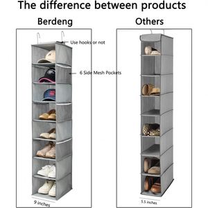 8-Shelf Foldable Hanging Closet Organizer Universal <b>Storage</b> Rack for <b>Shoes</b>, Hats, Clothes, Towels and Toys Ideal for Home Dorm - Product Image 3