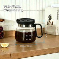 Carafe à café en verre borosilicate résistant à la chaleur de 473 ml (16 oz) avec couvercle, Jarra de Cafe Repuesto