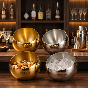 Style N Steel <b>Metal</b> <b>Bowls</b> Gold Silver Polished Modern Luxury Dishwasher Safe Food Serving Party <b>Bowls</b> - Product Image 1