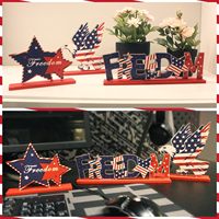 Ensemble de décoration de table patriotique pour le 4 juillet, drapeau américain en bois, aigle, étoile, décoration pour la fête de l'indépendance américaine, décoration de fête à domicile