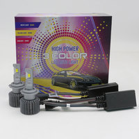 Phare de voiture LED tricolore 55W, 3000K 4300K 6000K, phare LED commutable, tube thermique en cuivre, ampoule LED automobile