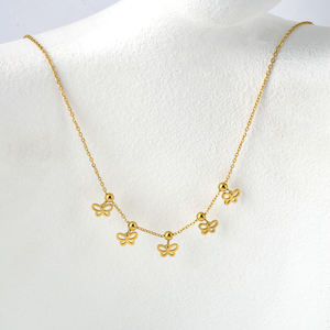 Collana a strati in acciaio inossidabile placcato oro 18 carati con <span class=keywords><strong>farfalla</strong></span> impermeabile senza appannamento per le donne - Product Image 2