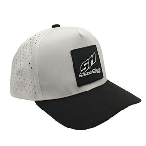 5 Panel Laser Cut <b>Hat</b> Perforated Drilling Hole <b>Hat</b> With Rubber Patch - Product Image 2