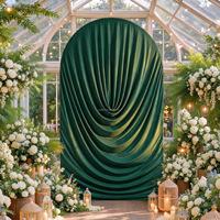 Toile de fond ronde plissée en polyester écologique - Décoration de mariage romantique avec tissu extensible sans couture pour une utilisation en intérieur/extérieur