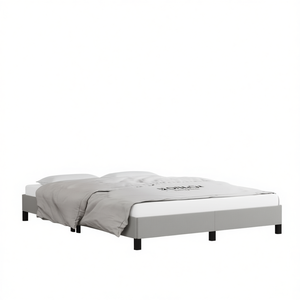 Struttura letto matrimoniale imbottita in legno ingegnerizzato e compensato di poliestere, design minimalista, stile letto morbido - Product Image 1