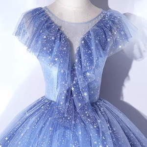 Dreamy Deep Blue Starry Sky Tulle Dress Long Skirt Women Stage <b>Performance</b> <b>Wear</b> Adult - Product Image 2