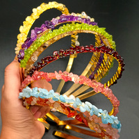 Serre-tête de mariée tendance Europe-Amérique, fait main, orné de perles, d'éponge, de cristaux colorés et de pierres, en métal, pour femme