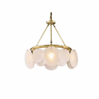 Luminaire de salle à manger et de chambre postmoderne, lampe suspendue en laiton et marbre, éclairage de plafond nordique, lustre pour salon