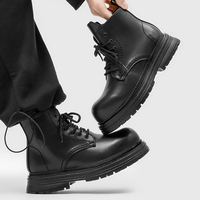 Bottes en PU pour hommes de qualité supérieure, antidérapantes, à lacets, avec fermeture éclair, pour le bureau