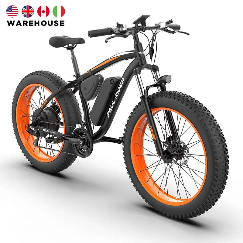 폴 라이더 미국 창고 26 인치 48V 500W 1000W 하이브리드 전자 자전거 mtb ebike 지방 타이어 전기 산악 자전거