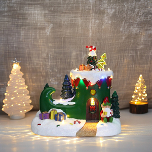 Nueva luz Led Navidad música activada Santa Claus resina giratoria artesanía decoración del hogar caja de música adornos de Navidad regalo - Product Image 2