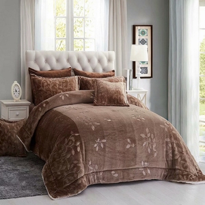 <strong>Purple</strong> Yarn Dyed and Embossed style branch leaf pattern flannel fleece and sherpa comforter bedset <strong>bedding</strong> <strong>set</strong> 3/4/6/8 pcs - Product Image 4