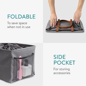 Paniers à linge pliables <span class=keywords><strong>Navaris</strong></span> - Paniers à linge pliables - Bacs de rangement pour vêtements avec couvercle à cordon en tissu et sac anti-poussière - Product Image 3