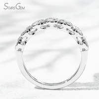 Anillos de Boda de Media Eternidad para Mujer, con Diamante Cultivado en Laboratorio de 3mm, Corte Cojín, Engaste de Oro de 14k, Baño de Rodio, Envío Inmediato Starsgem