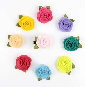 Hand-made Felt Rose Flowers And Leaves DIY Crafts Children's Head Flower Clothing Shoes Hat Accessories