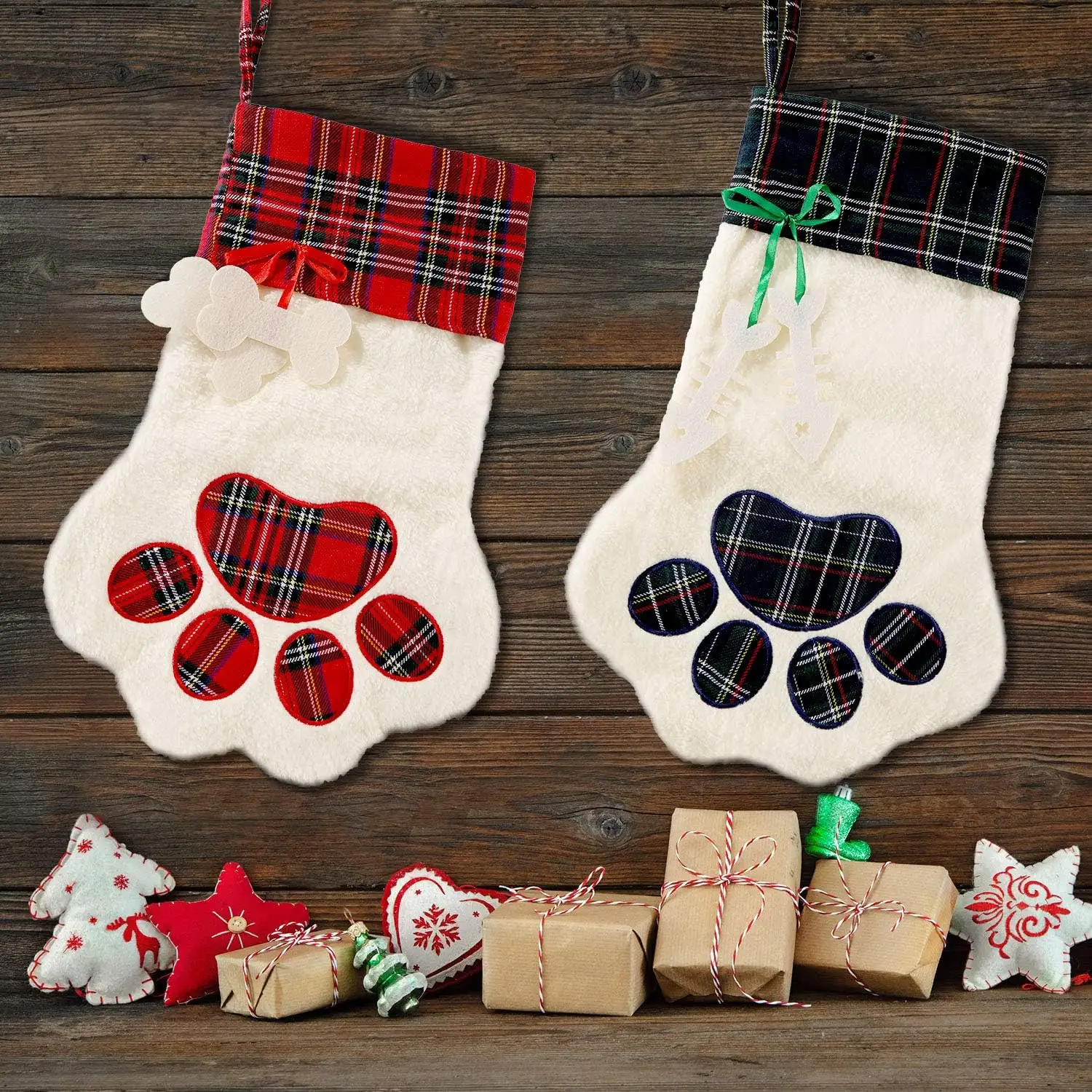 Weihnachts dekoration Pfote Hund Knochen Süßigkeiten Geschenkt üte Weihnachten Haustier Strumpf Weihnachten Hund Pfote Strumpf