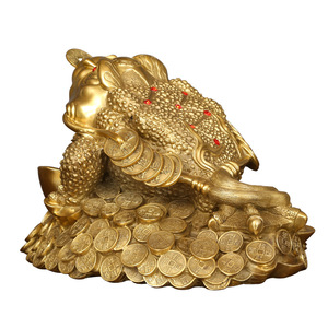 <b>Brass</b> Three <b>Legged</b> Toad Figurine Golden Fortune Decoration Tabletop Animal Sculpture Chinese New Year Gift - Product Image 5