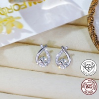 Boucles d'oreilles clous en moissanite ronde 1 carat couleur D VVS1, en argent sterling 925, forme goutte torsadée, avec certificat GRA, cadeau pour femme
