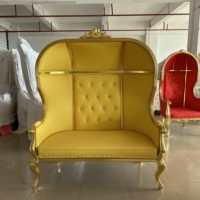 Fauteuil double de style cage à oiseaux blanc et or, pour événements de mariage européens, personnalisable