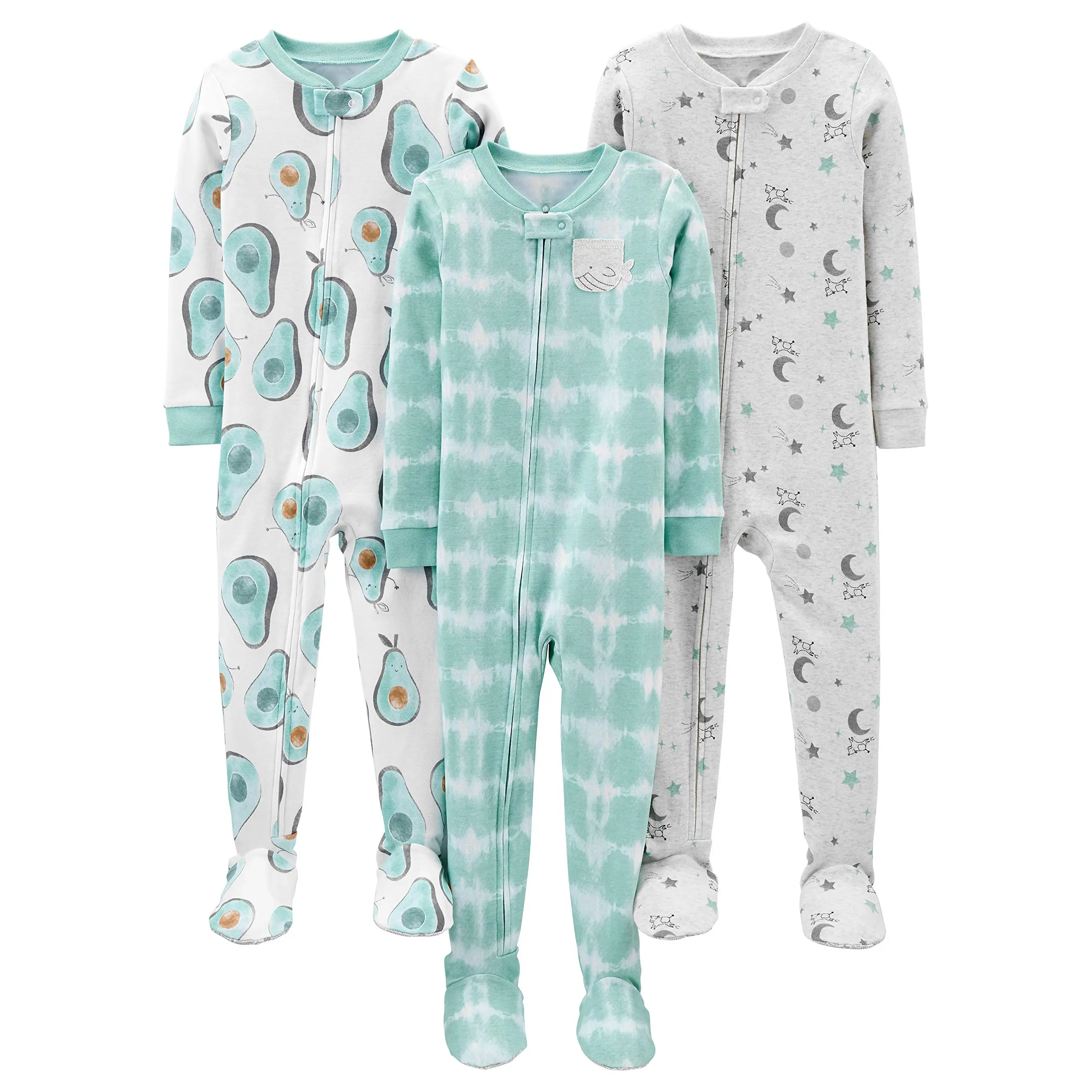 Toddlers and Baby Boys Snug-Fit Pijama de algodão, Pack de 3