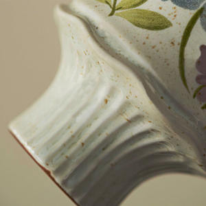 Tasse à café rétro française à motif floral, en terre cuite japonaise, avec glaçure sésame - Product Image 2