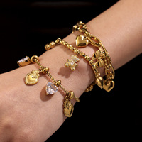 Brazalete de Alta Gama con Borla y Circonita, Hecho a Mano, con Diseño de Lazo, Acero Inoxidable, Elementos Geométricos de Trébol, Accesorios de Moda