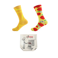 Nouveauté créative drôle personnalisé hommes et femmes coton tasse Happy Pizza chaussettes