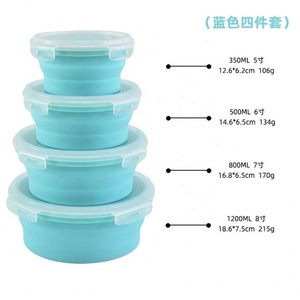 4 Pack Plastic Foldable Airtight Eco-Friendly Lunch Box Bowl Retractable <b>Microwave</b> Oven Portable Refrigerator Food Storage - Product Image 4