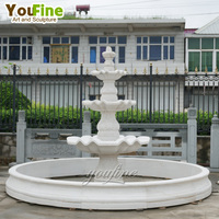 Fontaine d'eau à 4 niveaux en marbre naturel, cascade décorative extérieure sculptée pour hôtel, villa, propriété