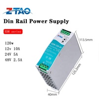 Alimentation à découpage sur rail DIN ZTAO 120W EDR-120-24 24V/12V 5A/10A à sortie unique pour usage industriel, certifiée CE FCC ROHS, garantie 3 ans