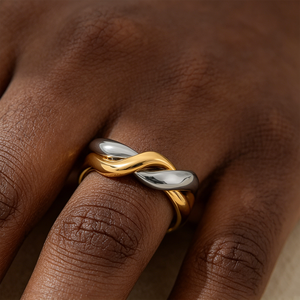Luoyan Chunky <strong>Gold</strong> Statement <strong>Rings</strong> Women 18K <strong>Gold</strong> Silver Two Tone Copper Puffy Dome Croissant <strong>Thumb</strong> Band High Polished <strong>Rings</strong> - Product Image 1