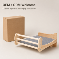 Étagère murale pour chat en bois massif avec cadre en bois et coussin en feutre, garde-corps en bois, gain de place pour chats d'intérieur