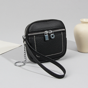 2026 New Top Layer Cowhide <b>Small</b> <b>Wallet</b> for Women Genuine Leather Mini Coin Purse with Keychain for Lipstick Earphone Storage - Product Image 3