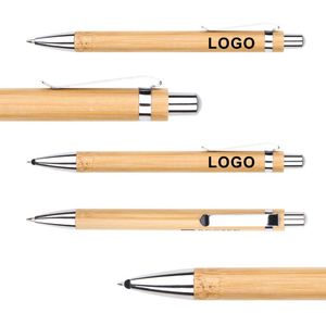 Personalized Bamboo <b>Retractable</b> Ballpoint <b>Pen</b> Set, 1mm Black Ink with Refills - Ideal for Journaling & Gifts - Product Image 3