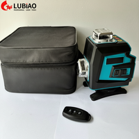 Niveau laser croisé 3D/4D autonivelant 360° vert, étanche et anti-chute, avec batterie au lithium et outils de fixation de batterie