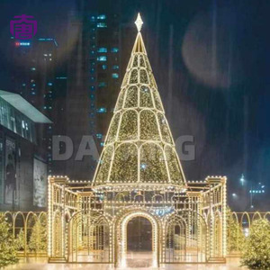 Christmas Tree with Built In LED <b>Lights</b> Pre Lit Artificial Tree for Indoor Holiday Home Decoration - Product Image 4