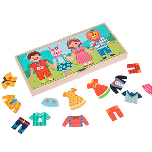 Colorido madera educativo Montessori padre-hijo cambio interactivo Ropa Juego de madera Juguetes - Product Image 1