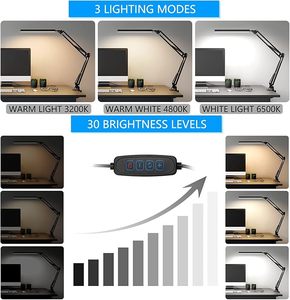 LED Clip <b>Desk</b> Lamp Modern Simple Eye Mode | Adjustable Portable <b>Study</b> Light Home Office Dormitory Switch Control - Product Image 3