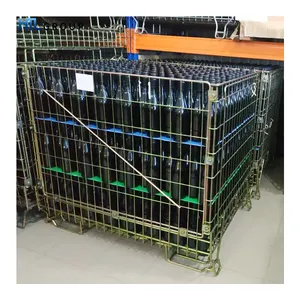 Vente en gros personnalisé cave à vin transport empilable pliable cage en fil d'acier pour le stockage des bouteilles de vin