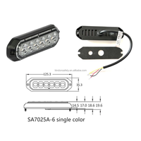 Feux de signalisation de danger à LED à montage en surface ECE R10 ECE R65 Classe 2, 6 LED clignotantes, gyrophare, lumière stroboscopique 7025A-6, fonction de gradation