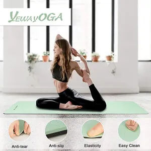 Dropshipping Tpe Yoga Matt De Yoga Sport Gym Yogamatt Anti Slip 6mm Custom Logo UV Print Eco Friendly Double Layer Tpe Yoga Ma