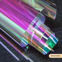 Film coloré, papier laser, film pour verre, adhésif transparent à haute transmission lumineuse, autocollant arc-en-ciel fait main