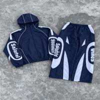 Survêtement en nylon avec logo personnalisé, veste coupe-vent pour homme, streetwear de haute qualité, ensembles de survêtements unisexes, vêtements de sport