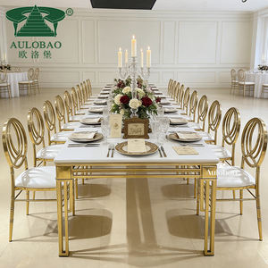 Mesa de Comedor Rectangular con Marco de Acero Inoxidable Dorado para Decoración de Bodas - Product Image 3