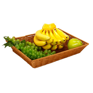Rattan Fruit <b>Basket</b> Rectangle <b>Stackable</b> Display <b>Basket</b> For Kitchen Storage - Product Image 5