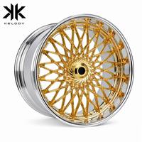 Jantes forgées 6061-T6 en maille dorée avec lèvre chromée Deep Dish 20-24 pouces 5x120 5x130 légères concaves pour exposition