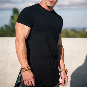 MS-1886 Bán Buôn Chấ<span class=keywords><strong>t</strong></span> Lượng Cao Scoop Dưới Vòng Cổ Mens Phòng <span class=keywords><strong>T</strong></span>ập Thể Dục Cotton Longline <span class=keywords><strong>T</strong></span> Áo Sơ Mi - Product Image 5