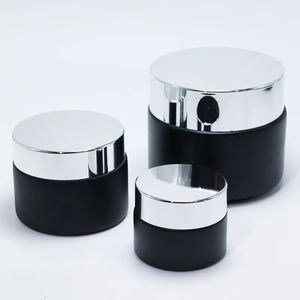 Venta al por mayor de tarros de crema facial cosmética negros mate de 5/10/15/20/30/50 g, envases de vidrio de 1, 2 y 4 onzas con tapas de plástico con efecto madera personalizables - Product Image 5