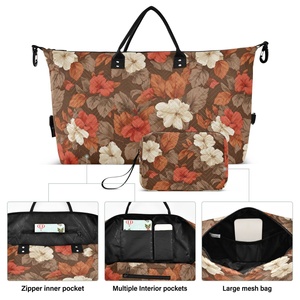 Custom Hau Flower Duffel Bag Lightweight Shoes Compartment Carry on Bag Extendable Travel Bag - Product Image 2